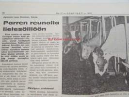 Koneviesti 1974 nr 11, sis. mm. seur. artikkelit / kuvat / mainokset; Täydennys Volvon Traktorisarjaan Malli T 500, 103 Lehmän parsipihatto,