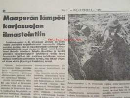 Koneviesti 1974 nr 11, sis. mm. seur. artikkelit / kuvat / mainokset; Täydennys Volvon Traktorisarjaan Malli T 500, 103 Lehmän parsipihatto,