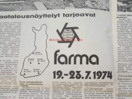 Koneviesti 1974 nr 11, sis. mm. seur. artikkelit / kuvat / mainokset; Täydennys Volvon Traktorisarjaan Malli T 500, 103 Lehmän parsipihatto,