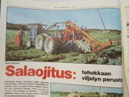 Koneviesti 1974 nr 3, sis. mm. seur. artikkelit / kuvat / mainokset; Salaojitus tehokkaan viljelyn perusta, RAI maatalousnäyttely 1974, Kokeilussa Homelite 350,