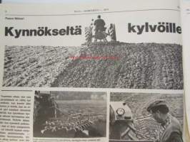 Koneviesti 1974 nr 3, sis. mm. seur. artikkelit / kuvat / mainokset; Salaojitus tehokkaan viljelyn perusta, RAI maatalousnäyttely 1974, Kokeilussa Homelite 350,