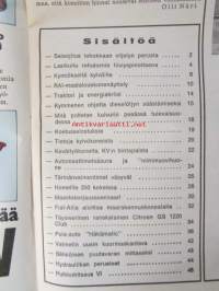 Koneviesti 1974 nr 3, sis. mm. seur. artikkelit / kuvat / mainokset; Salaojitus tehokkaan viljelyn perusta, RAI maatalousnäyttely 1974, Kokeilussa Homelite 350,
