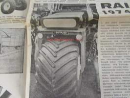 Koneviesti 1974 nr 3, sis. mm. seur. artikkelit / kuvat / mainokset; Salaojitus tehokkaan viljelyn perusta, RAI maatalousnäyttely 1974, Kokeilussa Homelite 350,