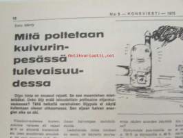 Koneviesti 1974 nr 3, sis. mm. seur. artikkelit / kuvat / mainokset; Salaojitus tehokkaan viljelyn perusta, RAI maatalousnäyttely 1974, Kokeilussa Homelite 350,