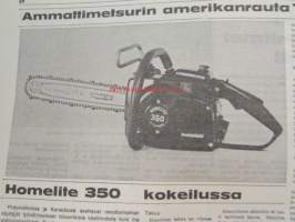 Koneviesti 1974 nr 3, sis. mm. seur. artikkelit / kuvat / mainokset; Salaojitus tehokkaan viljelyn perusta, RAI maatalousnäyttely 1974, Kokeilussa Homelite 350,