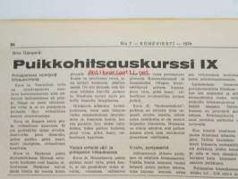 Koneviesti 1974 nr 7, sis. mm. seur. artikkelit / kuvat / mainokset; Perunan istutusta Lüneburgin nummella, Taarup BS 1500, Perunarehujauhe uusi tuote - monta