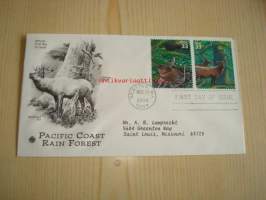 5 erilaista Pacific Coast Rain Forest eläinaihesta ensipäiväkuorta, 2000, USA, FDC, 10 erilaista postimerkkiä. Katso myös muut kohteeni, mm. noin 1 200