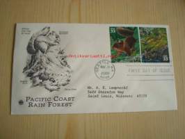 5 erilaista Pacific Coast Rain Forest eläinaihesta ensipäiväkuorta, 2000, USA, FDC, 10 erilaista postimerkkiä. Katso myös muut kohteeni, mm. noin 1 200