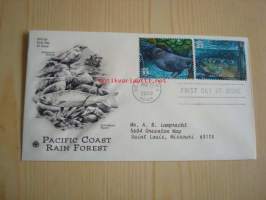 5 erilaista Pacific Coast Rain Forest eläinaihesta ensipäiväkuorta, 2000, USA, FDC, 10 erilaista postimerkkiä. Katso myös muut kohteeni, mm. noin 1 200