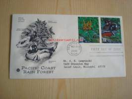 5 erilaista Pacific Coast Rain Forest eläinaihesta ensipäiväkuorta, 2000, USA, FDC, 10 erilaista postimerkkiä. Katso myös muut kohteeni, mm. noin 1 200