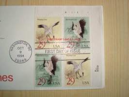 Cranes, 1994, USA, ensipäiväkuori, FDC. Katso myös muut kohteeni, mm. noin 1 200 erilaista amerikkalaista ensipäiväkuorta 1920-luvulta 2000-luvulle.