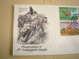 United Nations Preservation of Endangered Species, eläimiä, YK, 2002, USA, ensipäiväkuori, FDC. Katso myös muut kohteeni, mm. noin 1 200 erilaista