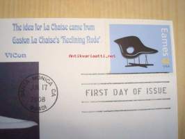 Charles &amp; Ray Eames, La Chaise, 2008, USA, ensipäiväkuori, FDC. Katso myös muut kohteeni, mm. noin 1 200 erilaista amerikkalaista ensipäiväkuorta 1920-luvulta