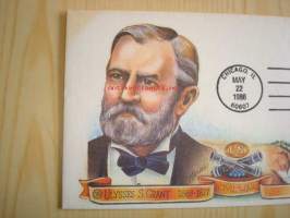 Presidentti Ulysses S. Grant, Civil War, sisällisota, 1986, USA, ensipäiväkuori, FDC. Katso myös muut kohteeni, mm. noin 1 200 erilaista amerikkalaista