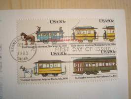 The San Francisco Cable Car, Ratikka, Raitiovaunu, 1983, USA, ensipäiväkuori, FDC. Katso myös muut kohteeni, mm. noin 1 200 erilaista amerikkalaista