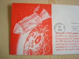 Apollo 8, 1969, USA, ensipäiväkuori, FDC. Katso myös muut kohteeni, mm. noin 1 200 erilaista amerikkalaista ensipäiväkuorta 1920-luvulta 2000-luvulle.