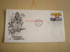 Sapelihammaskissa, Saber-tooth Cath, Prehistoric Animals, 1996, USA, ensipäiväkuori, FDC. Katso myös muut kohteeni, mm. noin 1 200 erilaista amerikkalaista