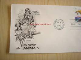 Sapelihammaskissa, Saber-tooth Cath, Prehistoric Animals, 1996, USA, ensipäiväkuori, FDC. Katso myös muut kohteeni, mm. noin 1 200 erilaista amerikkalaista