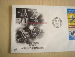 United Nations Space Accomplishments, 1981, USA, ensipäiväkuori, FDC. Katso myös muut kohteeni, mm. noin 1 200 erilaista amerikkalaista ensipäiväkuorta