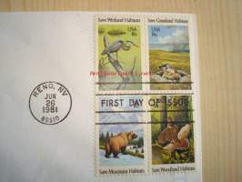 Save Wildlife Habitats, 1981, USA, ensipäiväkuori, FDC. Katso myös muut kohteeni, mm. noin 1 200 erilaista amerikkalaista ensipäiväkuorta 1920-luvulta 2000-luvulle.