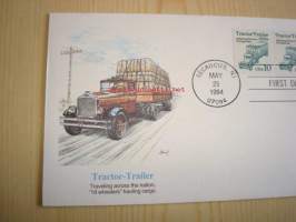 Kuorma-auto, Rekka, Tractor-Trailer, 1994, USA, ensipäiväkuori, FDC. Katso myös muut kohteeni, mm. noin 1 200 erilaista amerikkalaista ensipäiväkuorta