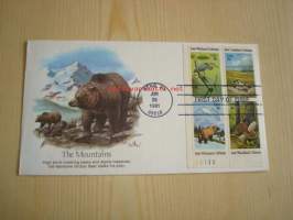 Grizzly Bear, The Mountains, 1981, USA, ensipäiväkuori, FDC. Katso myös muut kohteeni, mm. noin 1 200 erilaista amerikkalaista ensipäiväkuorta 1920-luvulta