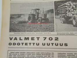 Koneviesti 1973 nr 1, sis. mm. seur. artikkelit / kuvat / mainokset;Esittelyssä Valmet 702 traktori, Lame-kylmäilmakuivuri, Vaihtoehtona pakettikuivuri, Testissä