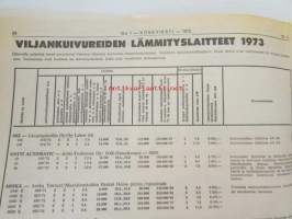 Koneviesti 1973 nr 1, sis. mm. seur. artikkelit / kuvat / mainokset;Esittelyssä Valmet 702 traktori, Lame-kylmäilmakuivuri, Vaihtoehtona pakettikuivuri, Testissä