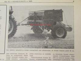 Koneviesti 1973 nr 15, sis. mm. seur. artikkelit / kuvat / mainokset; TUME HKL-300, Tive Treton- Kylvöjet, Bobcat - Navetan työmuurahainen, Norjalainen Tilatankki