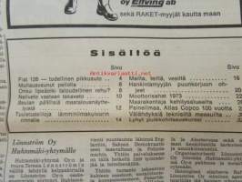 Koneviesti 1973 nr 18, sis. mm. seur. artikkelit / kuvat / mainokset; Fiat 126 - Todellinen pikkuauto, Multausvaunu pelolla - Saparo-vaunu - Tive-Lietevaunu -