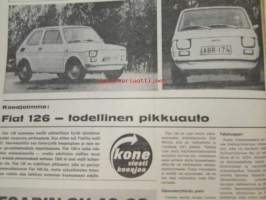 Koneviesti 1973 nr 18, sis. mm. seur. artikkelit / kuvat / mainokset; Fiat 126 - Todellinen pikkuauto, Multausvaunu pelolla - Saparo-vaunu - Tive-Lietevaunu -
