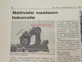 Koneviesti 1973 nr 18, sis. mm. seur. artikkelit / kuvat / mainokset; Fiat 126 - Todellinen pikkuauto, Multausvaunu pelolla - Saparo-vaunu - Tive-Lietevaunu -