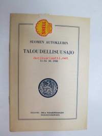 Suomen autoklubi - Taloudellisuusajo 11-12.10.1958 järjestelytoimikunnan opaskirjanen + ilmoittautumislomake