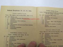 Kutsu Suomen NNKY:n Liiton Suomalaisiin Koulutyttökokouksiin kesällä 1935