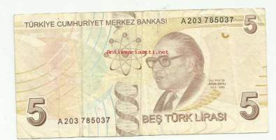 Turkki  5 Lira 2009 seteli