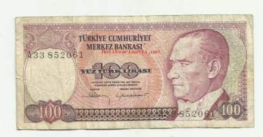 Turkki  100 Lira 1970 (1984) seteli