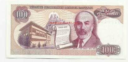 Turkki  100 Lira 1970 (1984) seteli