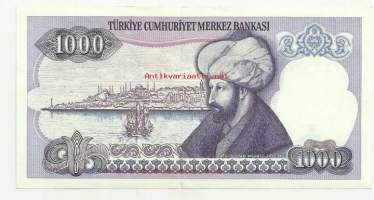 Turkki  1000 Lira 1970 (1986) seteli