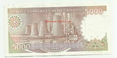 Turkki  5000 Lira 1970 (1990) seteli