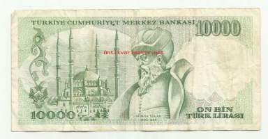 Turkki  10 000 Lira 1970 (1989) seteli