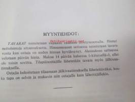 Kanaloille rehuja, ruokintavälineitä, hoitovälineitä, hautomakoneita, keinoemoja - Oy Turun Muna - Hinnasto nr 11 1929 kananrehujen ja  ja kanatalouden