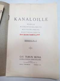 Kanaloille rehuja, ruokintavälineitä, hoitovälineitä, hautomakoneita, keinoemoja - Oy Turun Muna - Hinnasto nr 11 1929 kananrehujen ja  ja kanatalouden