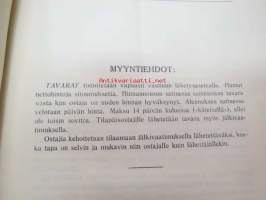 Kanaloille rehuja, ruokintavälineitä, hoitovälineitä, hautomakoneita, keinoemoja - Oy Turun Muna - Hinnasto nr 11 1929 kananrehujen ja  ja kanatalouden