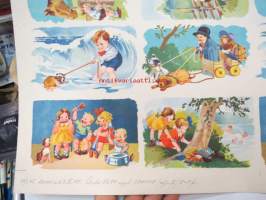 Postikorttiarkki v. 1945 -leikkaamaton painoarkki -uncut  postcard print sheet
