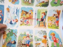 Postikorttiarkki v. 1945 -leikkaamaton painoarkki -uncut  postcard print sheet