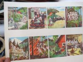 Seitsemän veljestä postikorttiarkki v. 1941 -leikkaamaton painoarkki -uncut  postcard print sheet