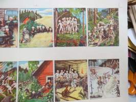 Seitsemän veljestä postikorttiarkki v. 1941 -leikkaamaton painoarkki -uncut  postcard print sheet