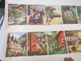 Seitsemän veljestä postikorttiarkki v. 1941 -leikkaamaton painoarkki -uncut  postcard print sheet