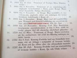 Aktstycken till upplysning af de allmänna rättsförhållanden, som äga rum beträffande Kemijoki och Ijo kronofisken, 1888 Kemi- ja Iijoen kalastusta koskevat