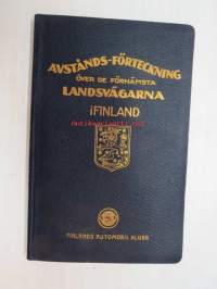 Avstånds-förteckning över de förnämsta landsvägarna i Finland 1926 -Suomen yleisemmin käytettyjen maanteiden välimatka-luettelo 1926,  ruotsinkielinen,